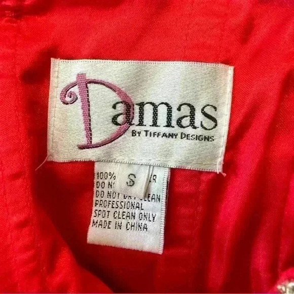 Damas By Tiffany Designs Beaded Dress GownSz Small Tulle Little Red Lace Corset - Picture 9 of 14